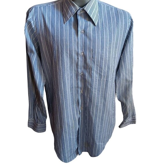 Vintage Mens Arrow Shirt Medium 70s Businessman Lawyer LS Shirt Blue 15.5 - Picture 1 of 7